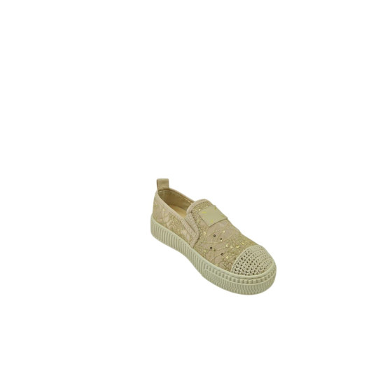DHN Kadın Bej Pul Detaylı Dantel Dokulu Sneaker Spor Ayakkabı
