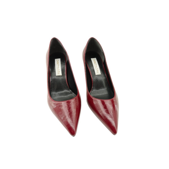 Kadın Bordo Kırışık Cilt Sade Rahat Kalıp Stiletto Ayakkabı