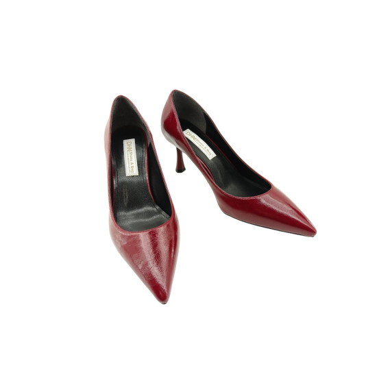 Kadın Bordo Kırışık Cilt Sade Rahat Kalıp Stiletto Ayakkabı