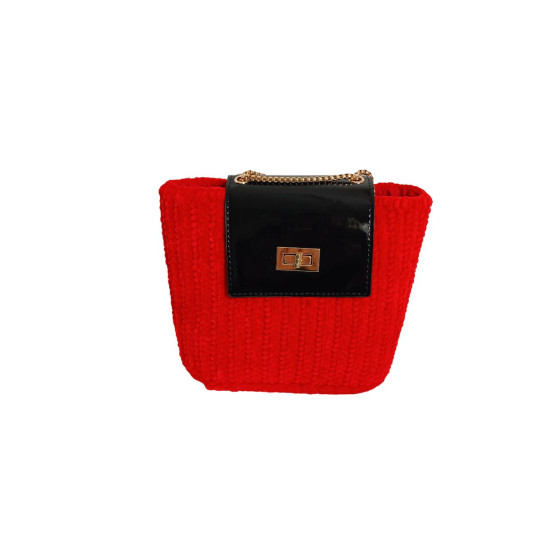 DHN Tasarım Hand Made Kırmızı Makropolyester İp Örme Omuz Çanta