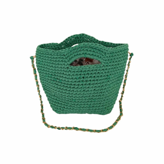 DHN Tasarım Hand Made Mind Yesil Penye İp Örme El-Kol Çanta  