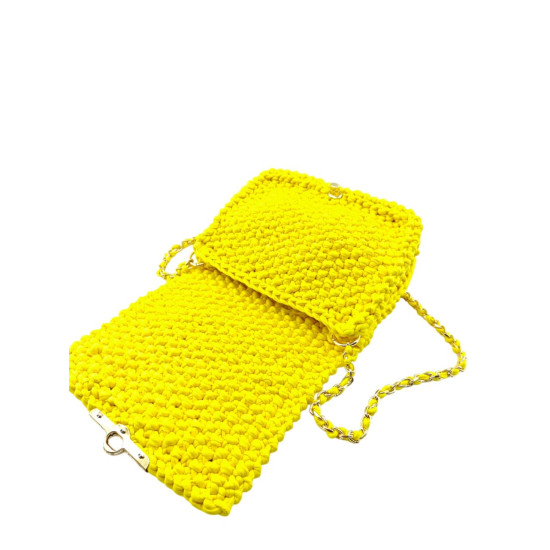 DHN Tasarım Hand Made Sarı Penye İp Örme El-Kol Çanta  