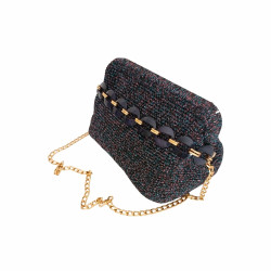 DHN Tasarım Hand Made Lacivert Sim Makrome İp Örme Kol Çanta  