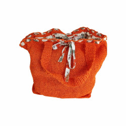 DHN Tasarım Hand Made Turuncu Kağıt İp Örme XL Plaj Çanta  