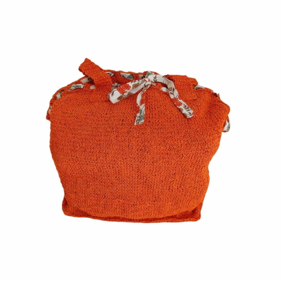 DHN Tasarım Hand Made Turuncu Kağıt İp Örme XL Plaj Çanta  